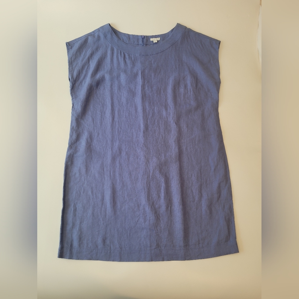 NWT J. Jill Love Linen Knee Length Tunic Shift Dress XL Petite Periwinkle Blue